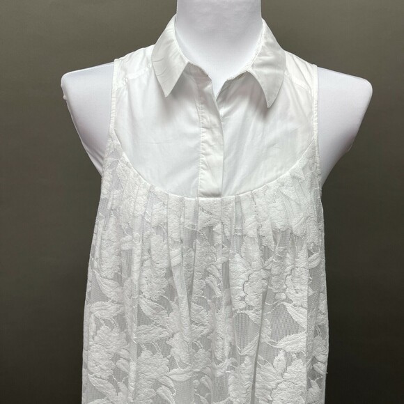 Anthropologie HD in Paris Women's Top Size Small White Sleeveless Lace Floral - Picture 2 of 8
